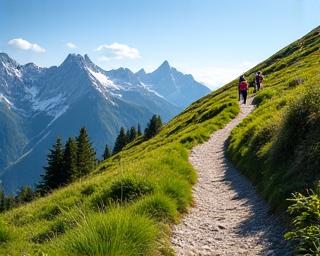 A pristine hiking trail in the Swiss Alps.